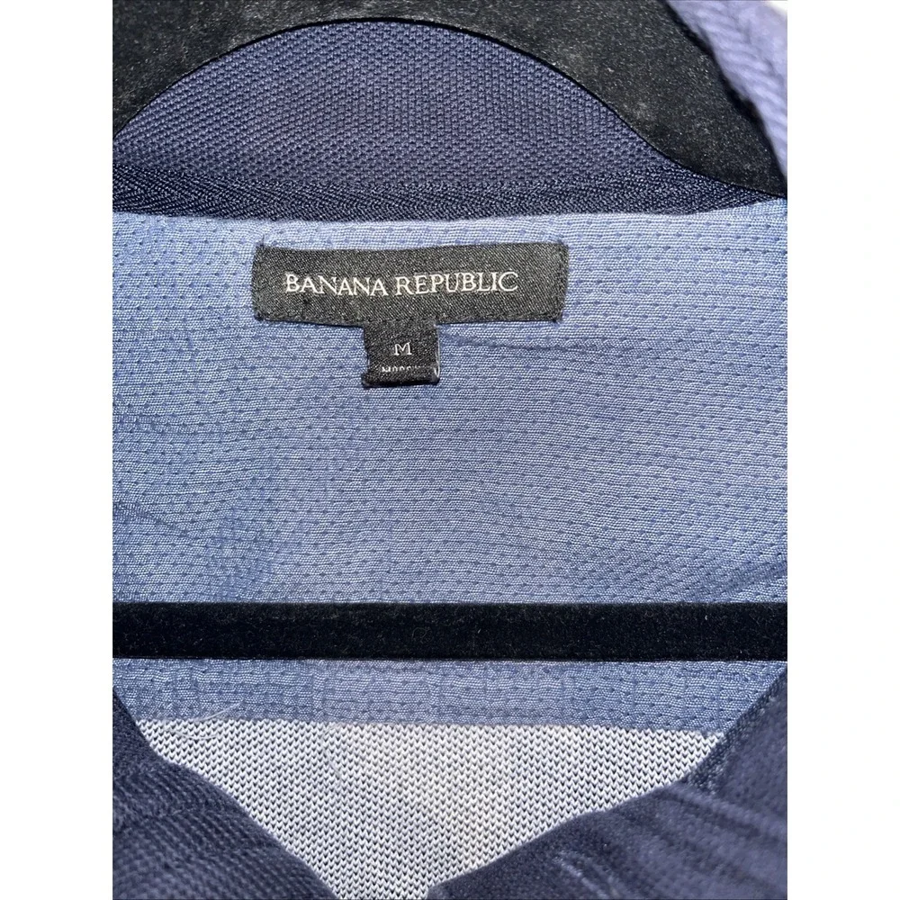 Banana Republic Men's M Cardigan Mock Collar Preppy Navy Knit/Cotton Lightweight